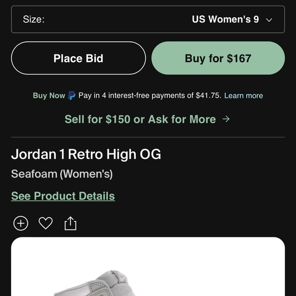 NWOT Women’s Air Jordan 1 Retro High OG ‘Seafoam’ - Picture 9 of 9